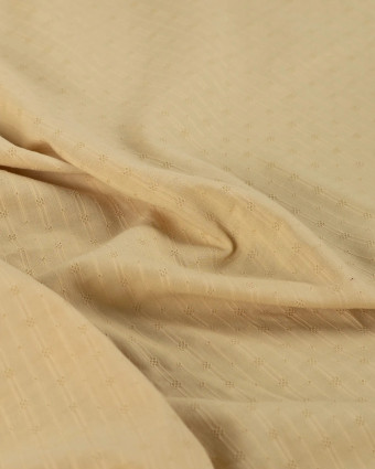 Tissu Coton Brodé Losange Naturel - Mercerine