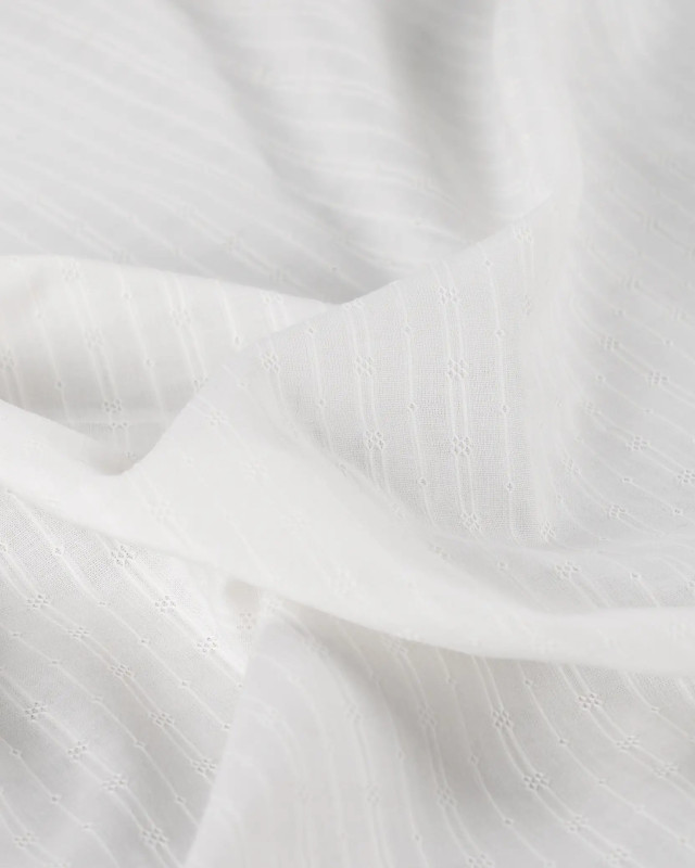 Tissu Coton Brodé Losange Ecru - Mercerine
