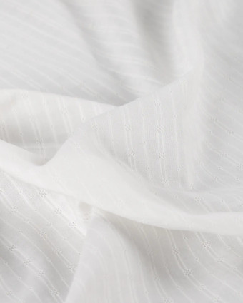 Tissu Coton Brodé Losange Ecru - Mercerine
