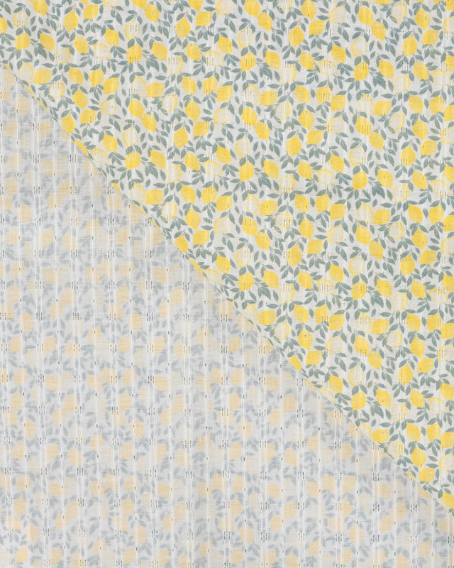 Tissu Coton Ajouré Petits Citrons - Mercerine