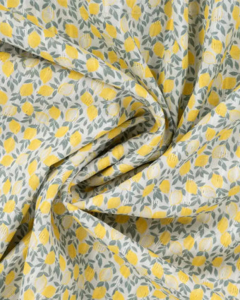 Tissu Coton Ajouré Petits Citrons - Mercerine