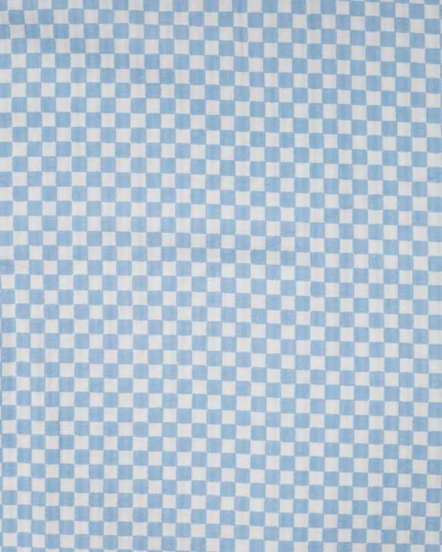 Tissu Coton Texturé Carreaux Bleu Blanc - Mercerine