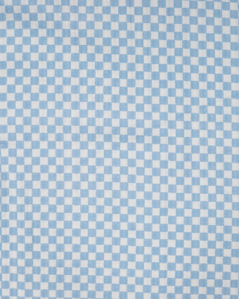 Tissu Coton Texturé Carreaux Bleu Blanc - Mercerine