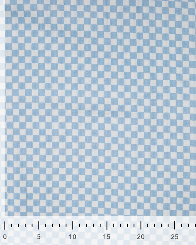 Tissu Coton Texturé Carreaux Bleu Blanc - Mercerine