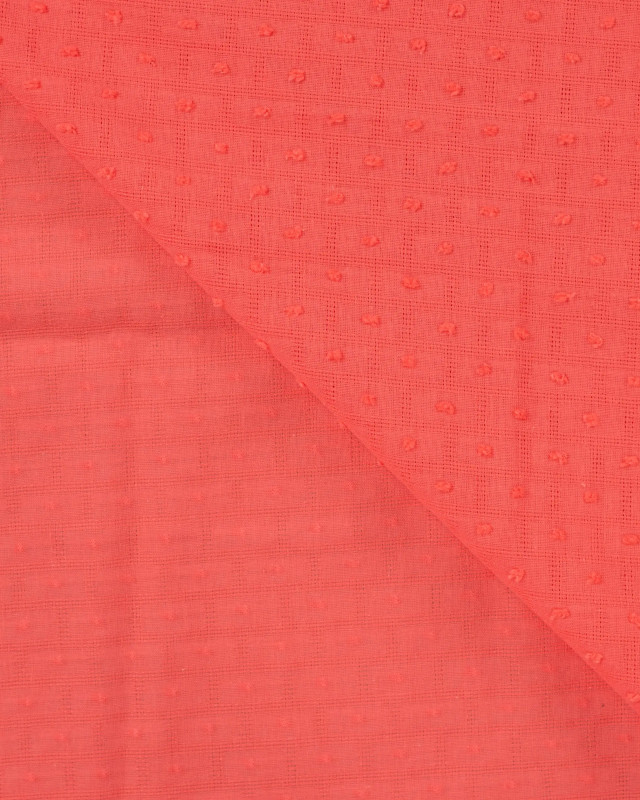 Tissu Plumetis de Coton Corail - Mercerine