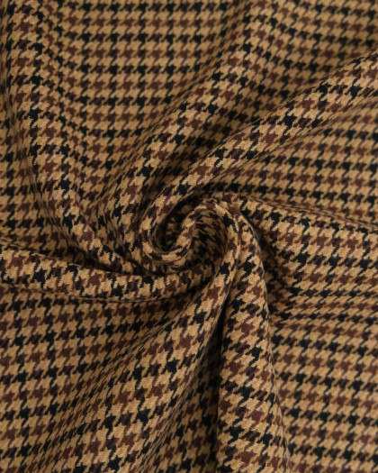 Tissu Tartan Pied de Poule Café - Mercerine