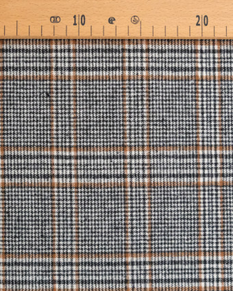 Tissu Tartan Noir, Ecru et Camel - Mercerine
