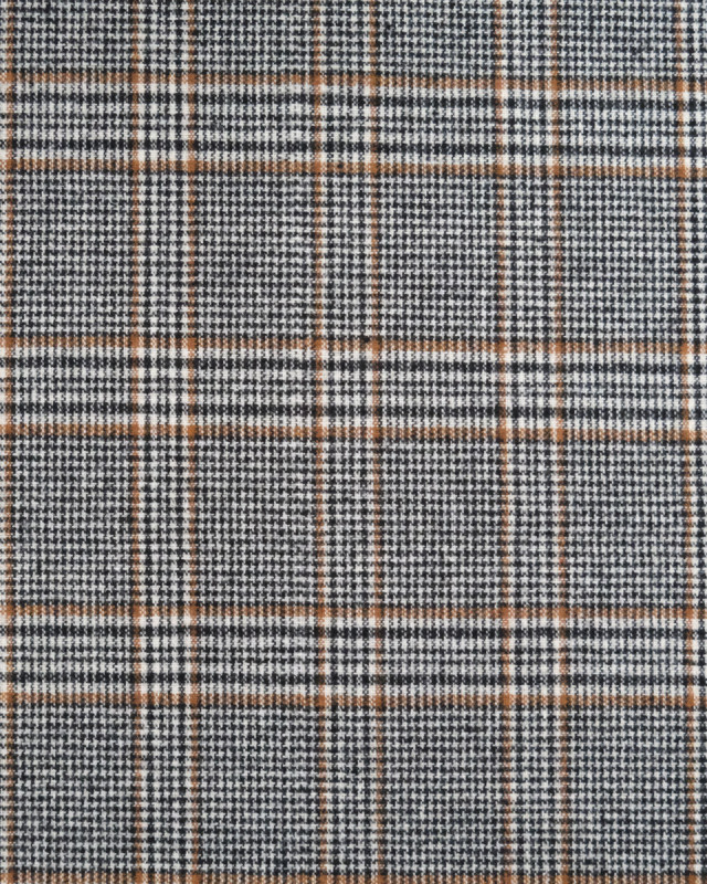 Tissu Tartan Noir, Ecru et Camel - Mercerine