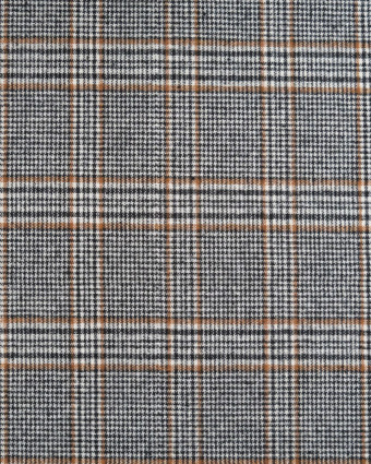 Tissu Tartan Noir, Ecru et Camel - Mercerine