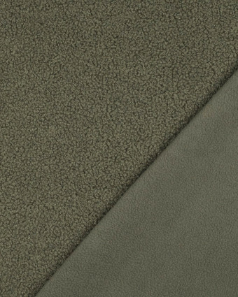 Tissu Petite Bouclette Kaki Envers Polaire  - Mercerine