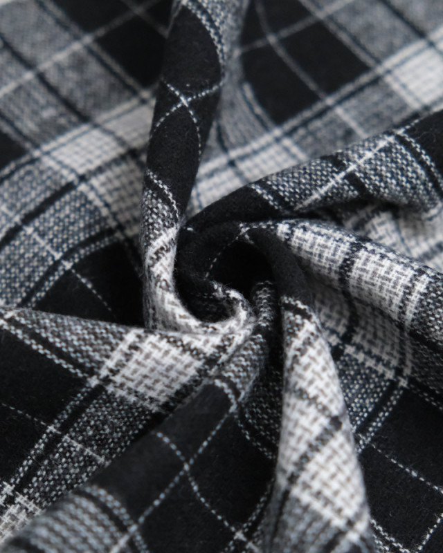 Tissu Tartan Carreaux Noirs et Blancs - Mercerine