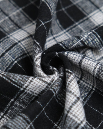 Tissu Tartan Carreaux Noirs et Blancs - Mercerine