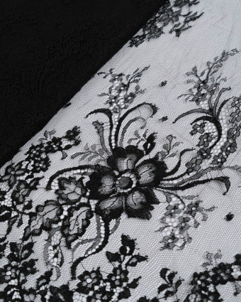 Dentelle Fabrication Française Noir Grande Fleur - Mercerine