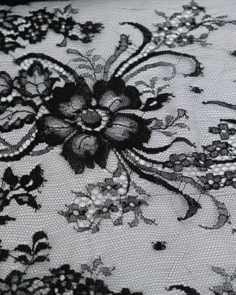 Dentelle Fabrication Française Noir Grande Fleur - Mercerine