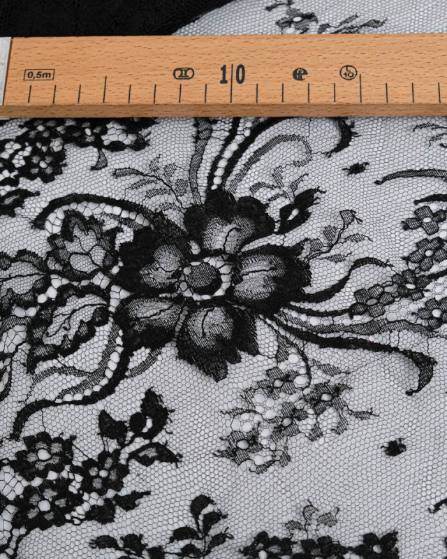 Dentelle Fabrication Française Noir Grande Fleur - Mercerine