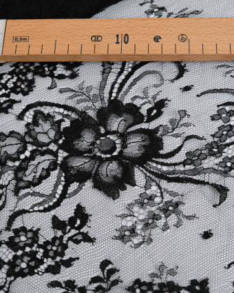 Dentelle Fabrication Française Noir Grande Fleur - Mercerine