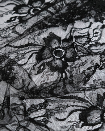 Dentelle Fabrication Française Noir Grande Fleur - Mercerine