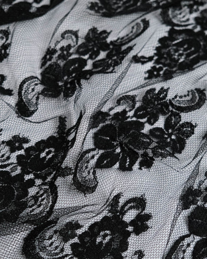 Dentelle Fabrication Française Noir Festonnée - Mercerine