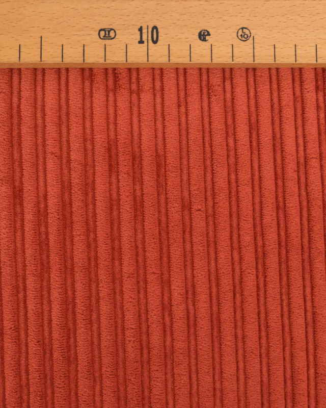Tissu Velours Côtelé Envers Sherpa Terracotta - Mercerine