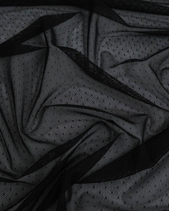 Dentelle Maille Pois Fabrication Française Noir - Mercerine