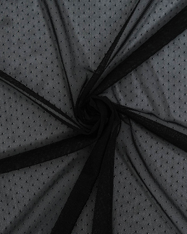 Dentelle Maille Pois Fabrication Française Noir - Mercerine