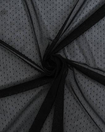 Dentelle Maille Pois Fabrication Française Noir - Mercerine