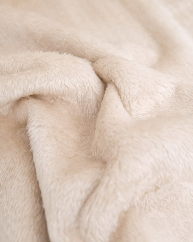 Tissu Velours Côtelé Envers Sherpa Blanc - Mercerine
