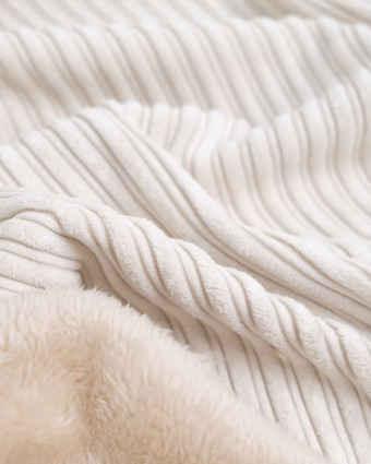 Tissu Velours Côtelé Envers Sherpa Blanc - Mercerine