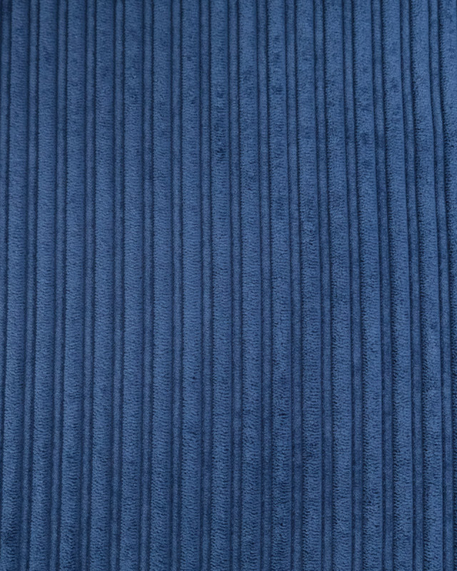 Tissu Velours Côtelé Envers Sherpa Bleu Jean - Mercerine