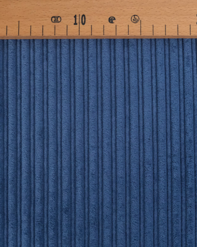 Tissu Velours Côtelé Envers Sherpa Bleu Jean - Mercerine
