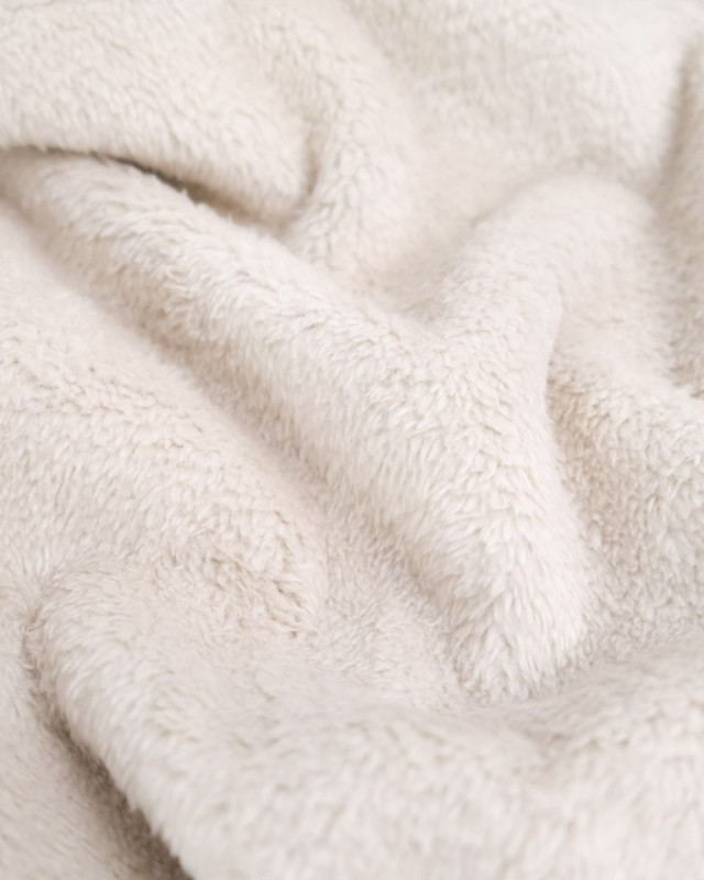 Tissu Velours Côtelé Envers Sherpa Anthracite - Mercerine