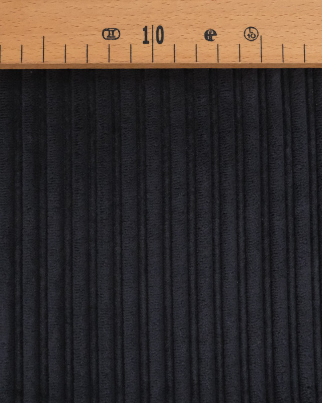 Tissu Velours Côtelé Envers Sherpa Anthracite - Mercerine