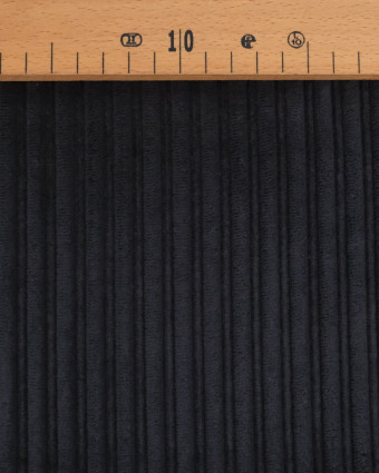 Tissu Velours Côtelé Envers Sherpa Anthracite - Mercerine