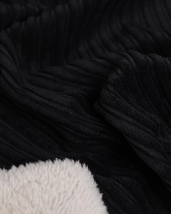 Tissu Velours Côtelé Envers Sherpa Noir - Mercerine