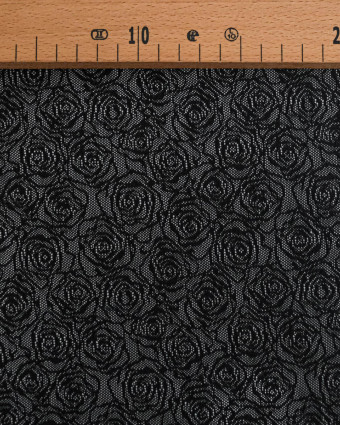 Dentelle Maille Rose Fabrication Française Noir - Mercerine
