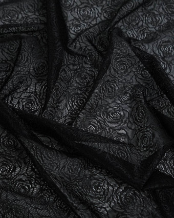 Dentelle Maille Rose Fabrication Française Noir - Mercerine