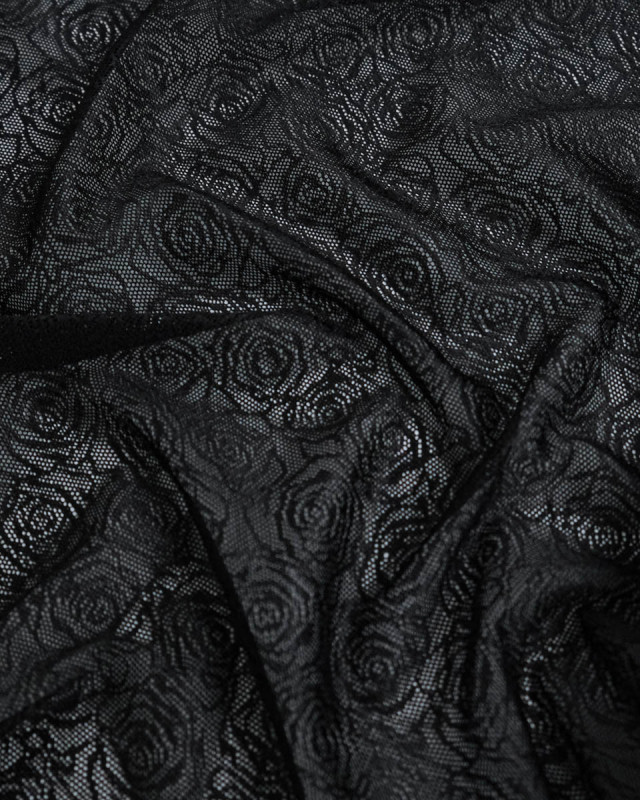 Dentelle Maille Rose Fabrication Française Noir - Mercerine