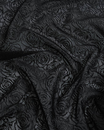 Dentelle Maille Rose Fabrication Française Noir - Mercerine