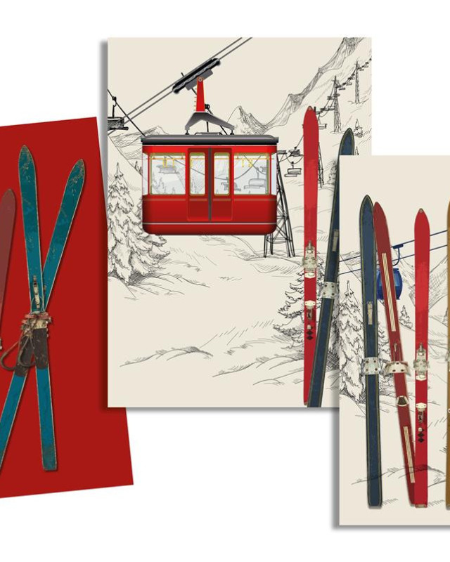 Torchon cuisine 50x70 cm - Ski Fond Rouge - Mercerine