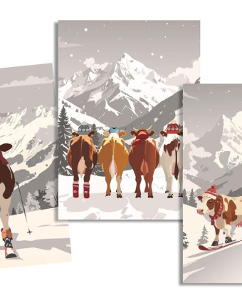 Torchon cuisine 50x70 cm - Vache au Ski - Mercerine
