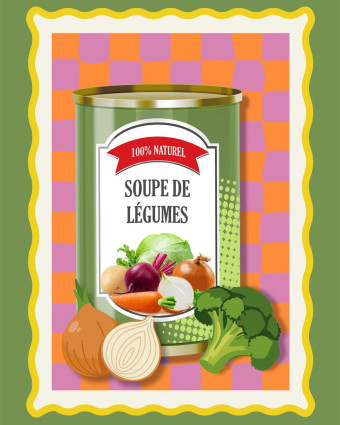 Torchon cuisine 50x70 cm - Soupe de Légumes - Mercerine