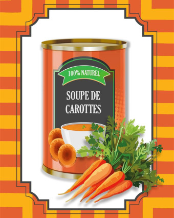 Torchon cuisine 50x70 cm - Soupe de Carottes - Mercerine