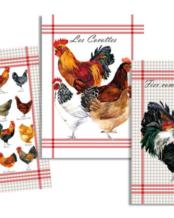Torchon cuisine 50x70 cm - Liste des Poules - Mercerine