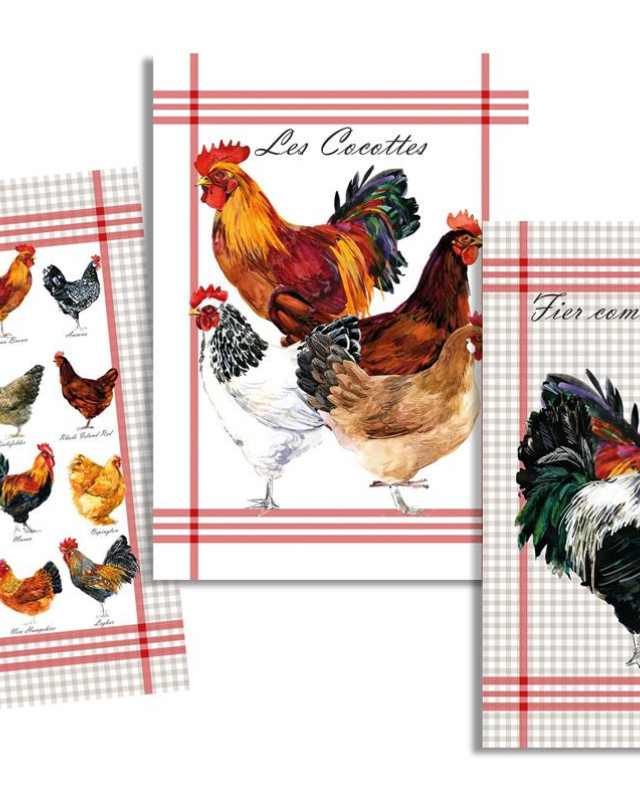 Torchon cuisine 50x70 cm - Fier comme un coq - Mercerine