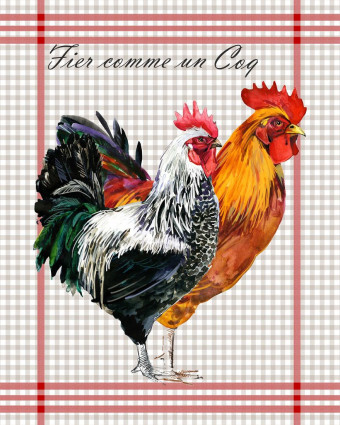 Torchon cuisine 50x70 cm - Fier comme un coq - Mercerine