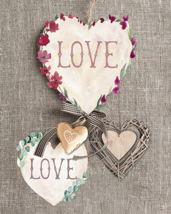 Torchon cuisine 50x70 cm - Coeur Love Rose - Mercerine