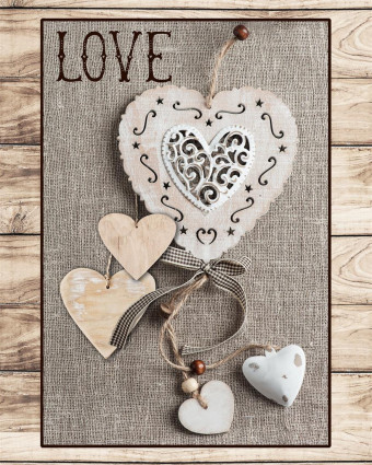 Torchon cuisine 50x70 cm - Cœur Love Bois - Mercerine