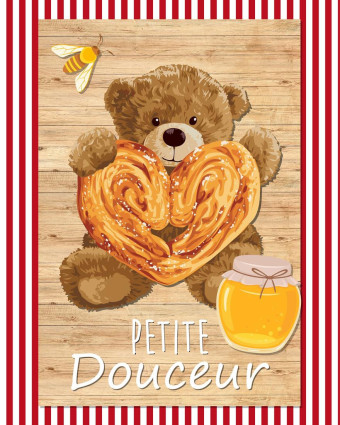 Torchon cuisine 50x70 cm - Ourson et son Palmier - Mercerine