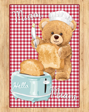 Torchon cuisine 50x70 cm - Ourson Miam Miam - Mercerine