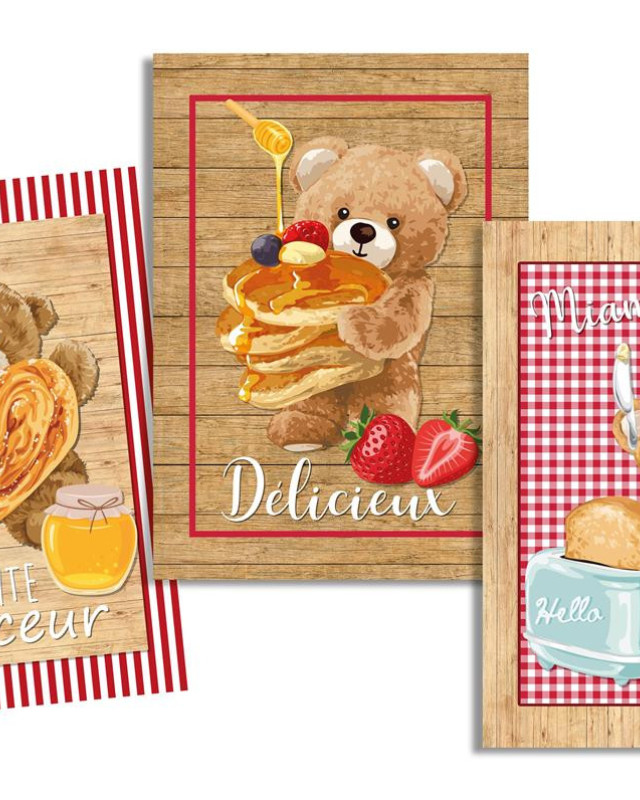 Torchon cuisine 50x70 cm - Ourson Miam Miam - Mercerine
